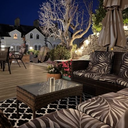 The terrace at night